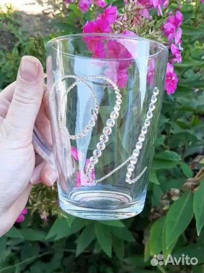 Чайная кружка с инициалами из страз