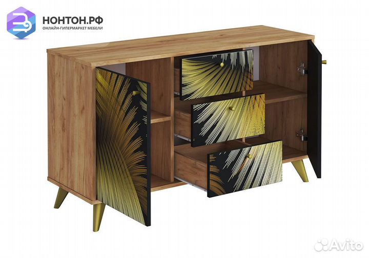 Комод Фьюжн с дверцами golden forest / дуб крафт з