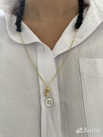 Колье из черного агата