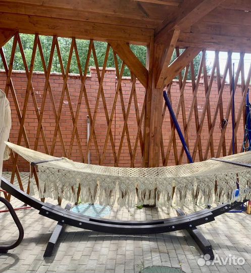 Гамак качели на подставке из бруса