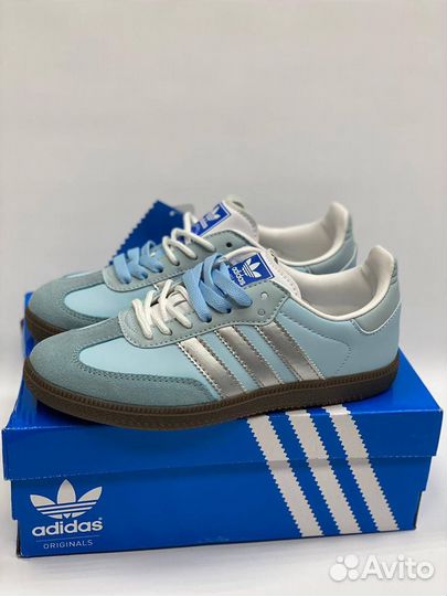 Adidas Samba голубые кроссовки 37-41