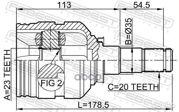 ШРУС внутренний левый к-кт 23x35x20 Toyota