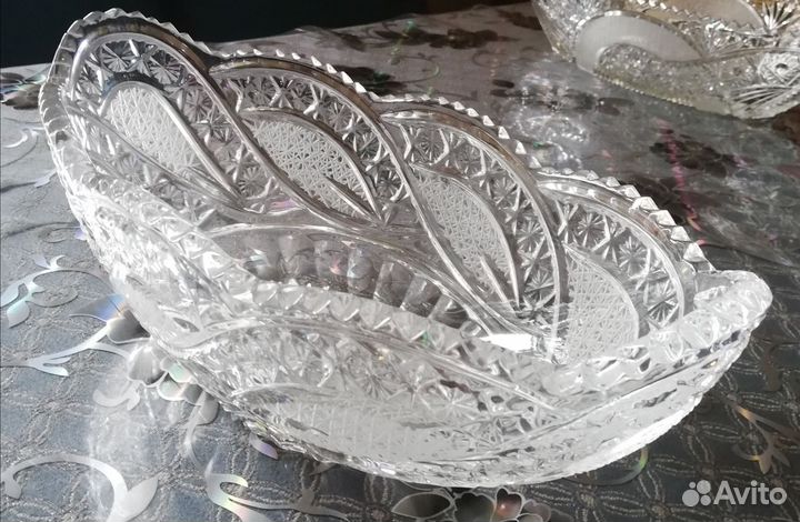 Хрустальные вазы ладьи Bohemia времен СССР