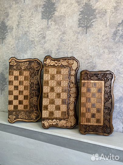 Нарды шахматы ручной работы из дерева 3в1