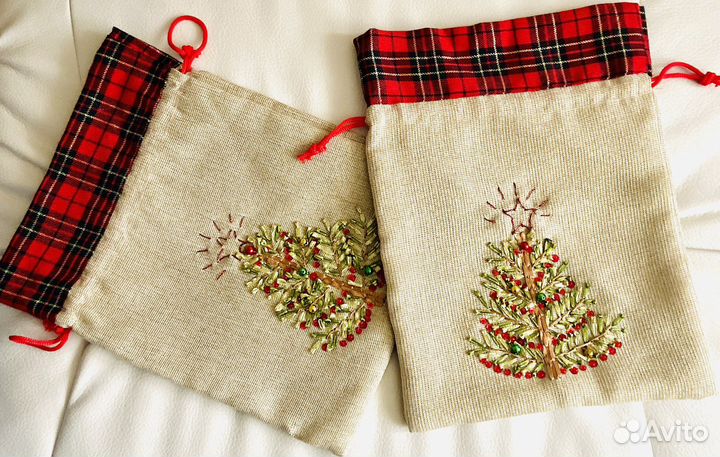 Льняные мешочки для новогодних подарков
