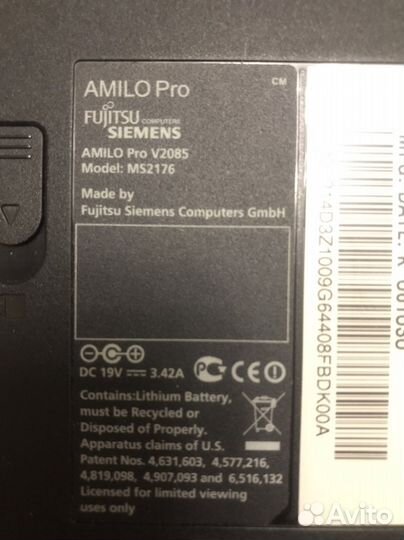 Ноутбук fujitsu siemens amilo Pro V2085