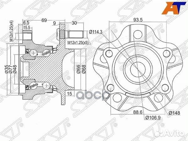 Ступичный узел задн. nissan teana #J31 2WD ST-4