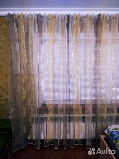 Тюль Turkey Вуаль лёгкая 3 /8 метров золот.вышив