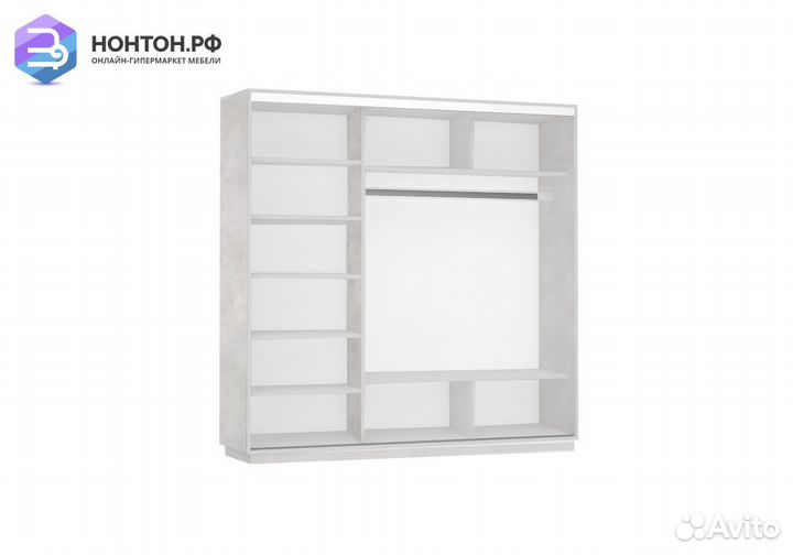 Шкаф-купе 3-х дверный с зеркалом Экспресс бетон