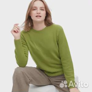 Джемпер Uniqlo Cashmere 3D Knit Seamless, зеленый