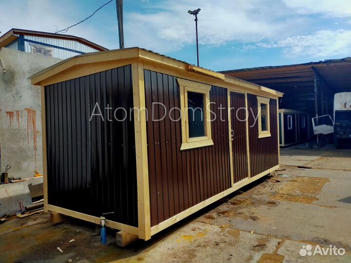 Вагончик бытовка строительная с установкой