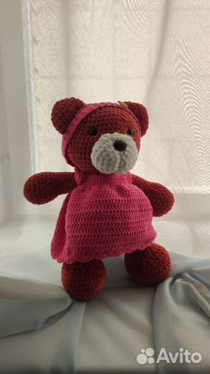 Мишка девочка ручная работа игрушка мягкая
