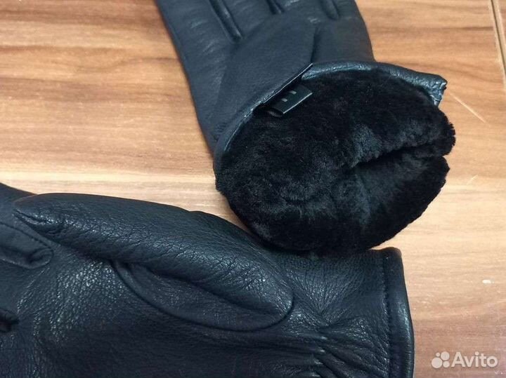 Мужские кожаные перчатки зимние новые