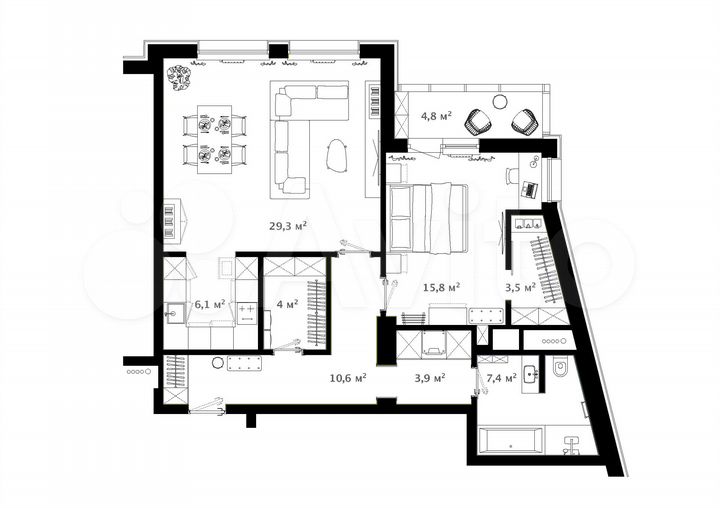 2-к. квартира, 85,7 м², 4/20 эт.