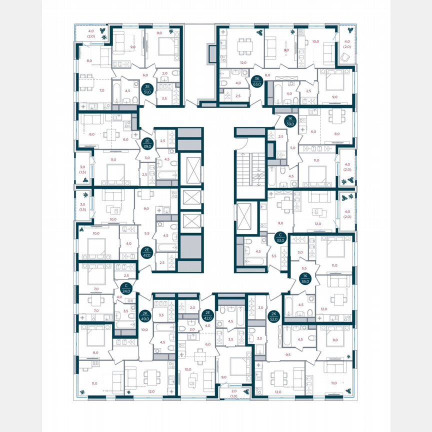 2-к. квартира, 49 м², 21/32 эт.