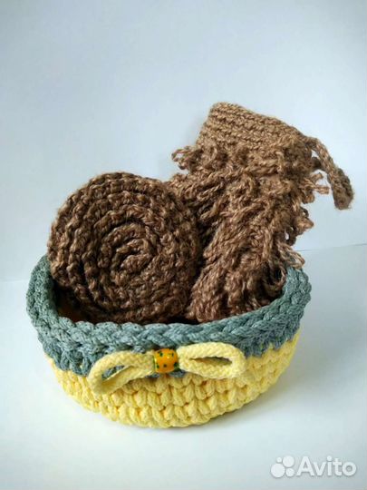 Вязание мочалок из джута