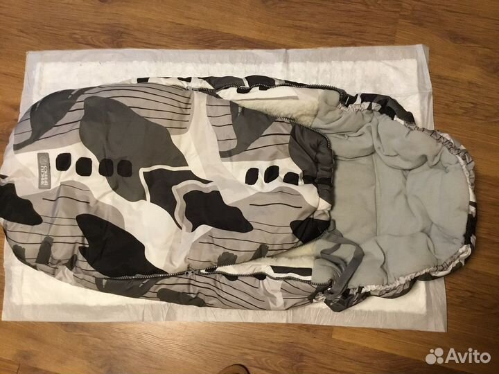 Детский зимний конверт на овчине Сонный гномик