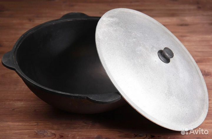 Казан чугунный узбекский с крышкой для плова