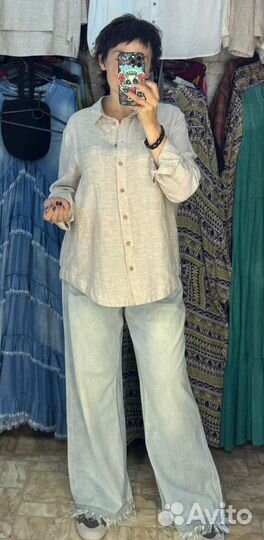 Рубашка женская льняная оверсайз