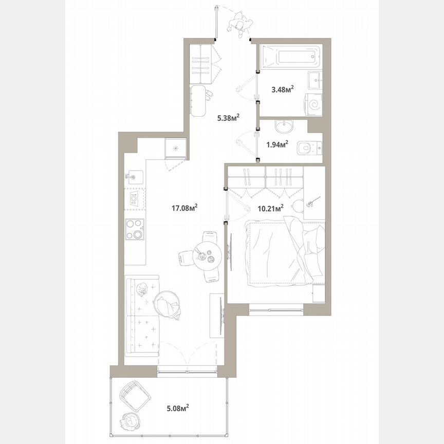 1-к. квартира, 39,6 м², 12/12 эт.