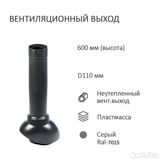 Турбодефлектор 110+вент.выход,битумная кровля,7015