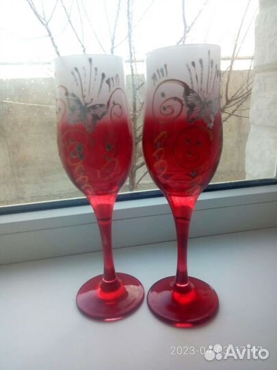 Фужеры бокалы цветное стекло