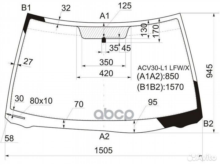 Стекло лобовое toyota camry 01-06 ACV30-L1 LFW