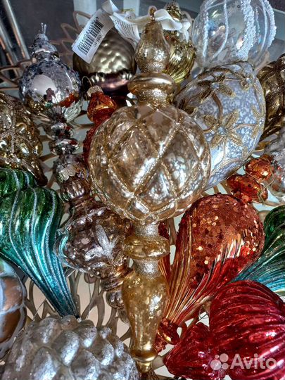 Подвесы капля шар стекло 25 см золотые