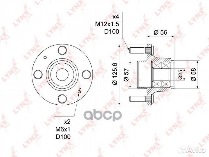Ступица задняя в сборе без ABS WH-1363 lynxauto
