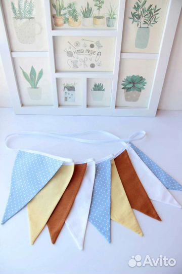 Флажки гирлянда из ткани (для интерьера)