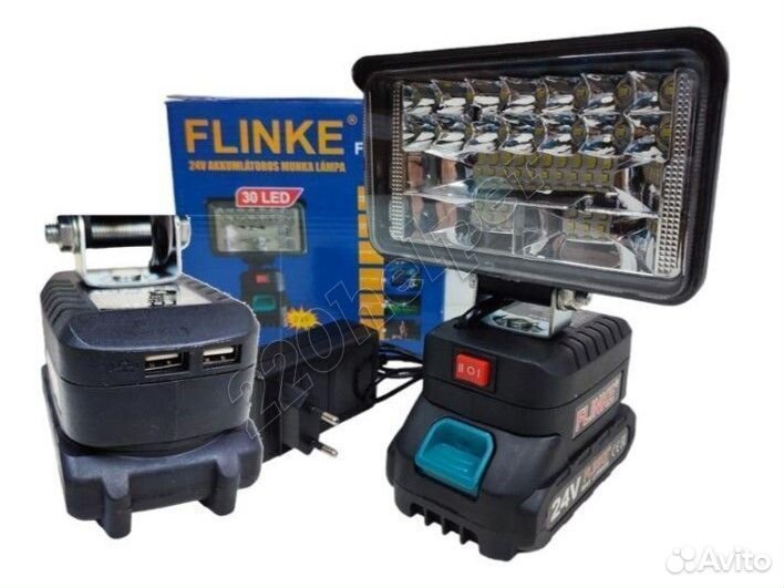 LED Фонарь + Аккумулятор Макита 2Ач + Power Bank н