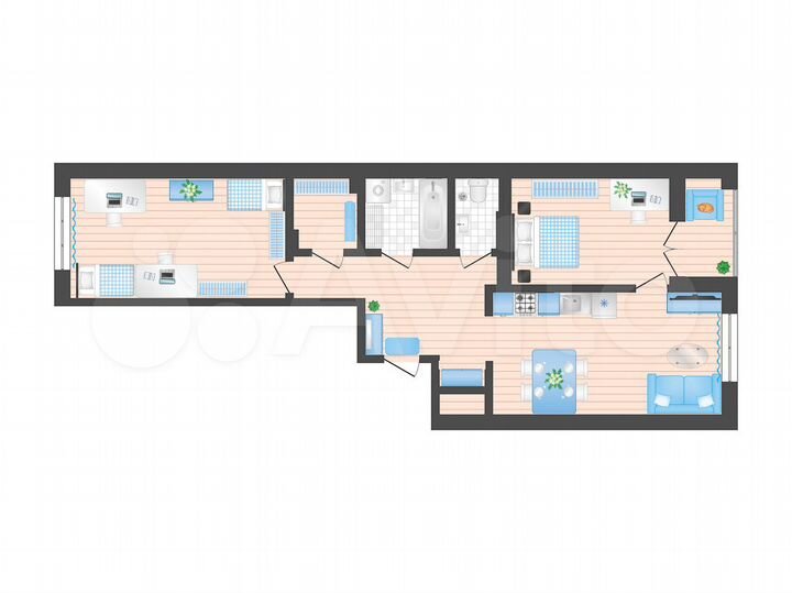 3-к. квартира, 65 м², 8/17 эт.