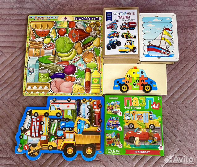 Деревянные пазлы вкладыши пакетом