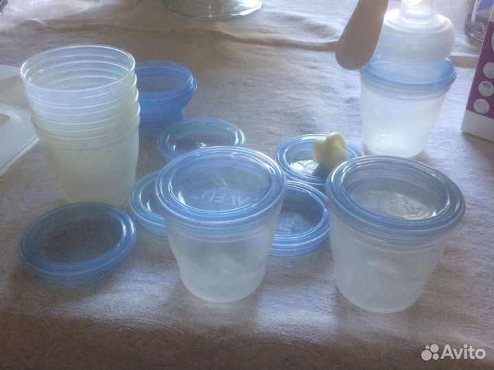 Молокоотсос avent ручной с комплектом контейнеров