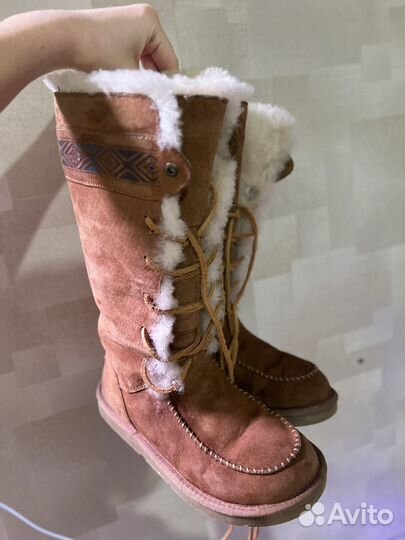 Угги оригинал uggs высокие коричневые с шнурками