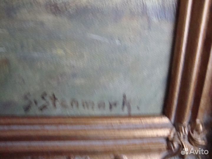 Старинная картина масло холст в деревянной раме