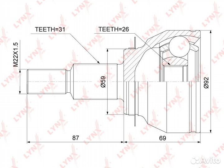 Шрус lynxauto CO-3920