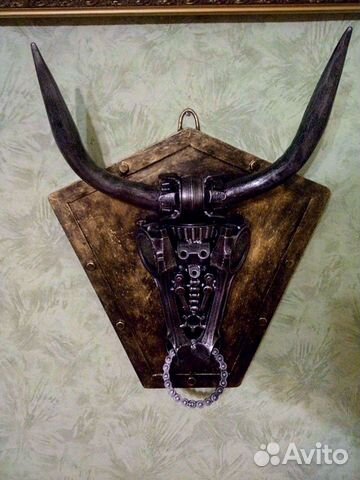 Бык картина из автозапчастей