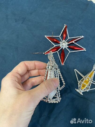 Современные монтажные елочные игрушки стеклярус