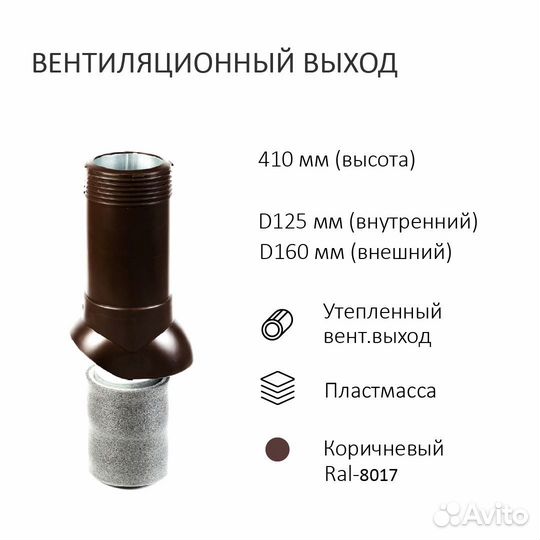 Дефлектор для вентиляции 160 + Проходка +Вентвыход