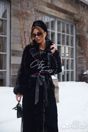 Норковая шубка с поясом