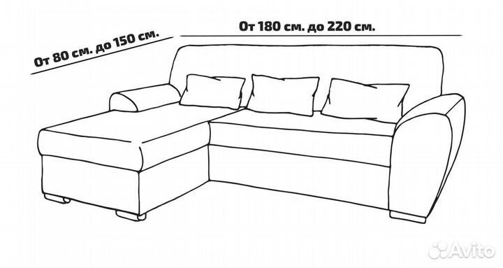 Чехол на диван угловой с выступом слева Коричневый