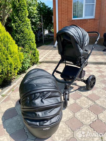 Коляска 2 в 1 indigo эко кожа