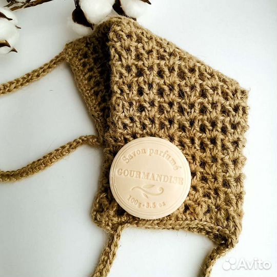 Мочалка из джута ручной работы