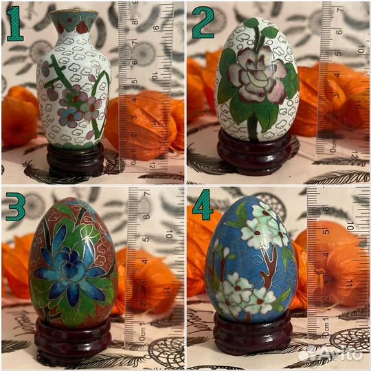 Ваза клуазоне яйцо эмаль на подставке китай