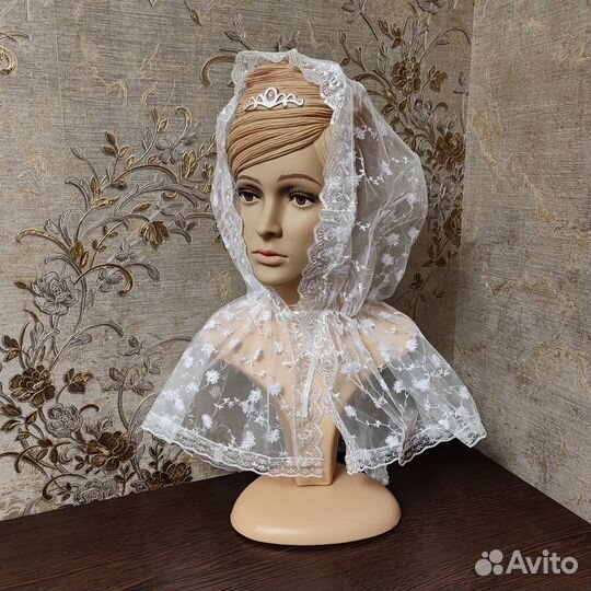 Платок для храма из гипюра, цв.белый