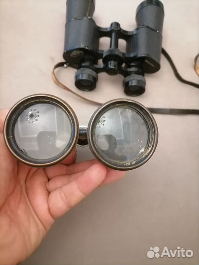 Старинный коллекционный бинокль. перламутр латунь
