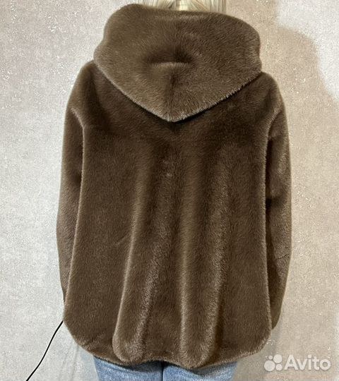 Искусственная шуба под норку с капюшоном