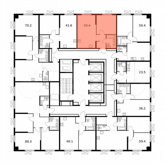 1-к. квартира, 43,4 м², 25/33 эт.