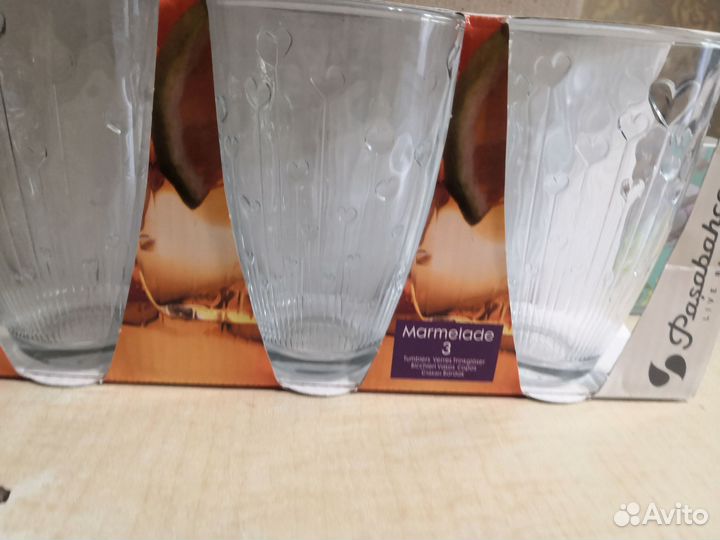 Стаканы новые 3 шт, вместимость 360 мл